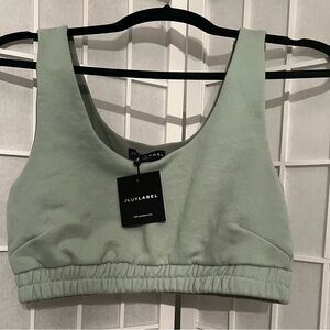 JLUXLABEL NADALA Seafoam Sea Green Mint Green Fleece Scoop Crop Top Bralette NWT